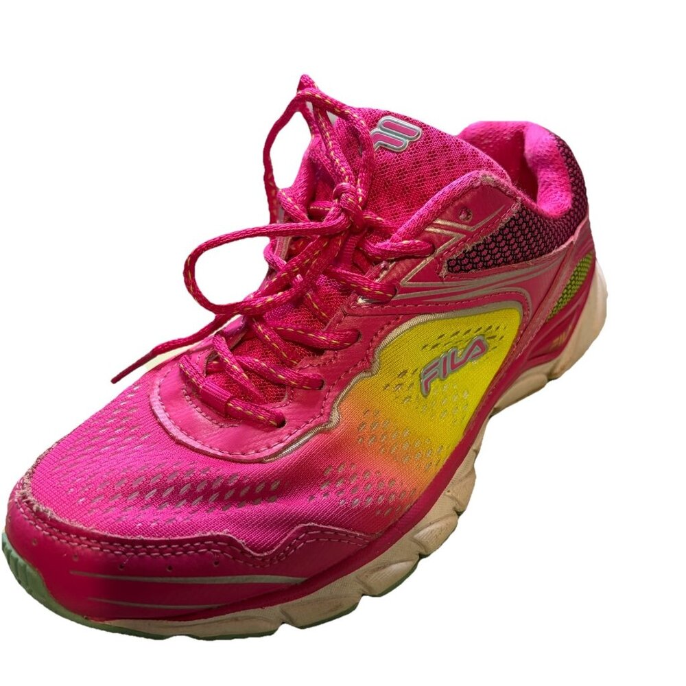 FILA Women’s Running Shoes Size 7 DLS Cool Max Pink Yellow Memory Foam Sneakers